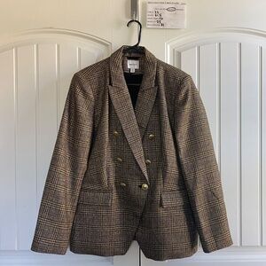 Nine West Womens Double Breasted Blazer Buttons Suit Jacket, Gold/Black SZ XL